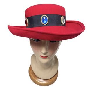Vintage Red Felt Rhinestone Red Purple Blue Clear Green Hat 1980’s Jody Watley